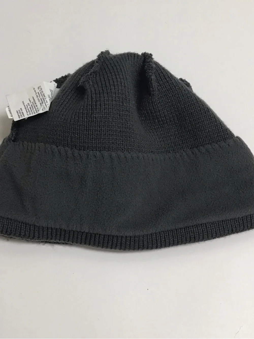 The North Face Beanie Hat Youth/Junior Medium Gray Cobalt Blue Logo Fleece Liner
